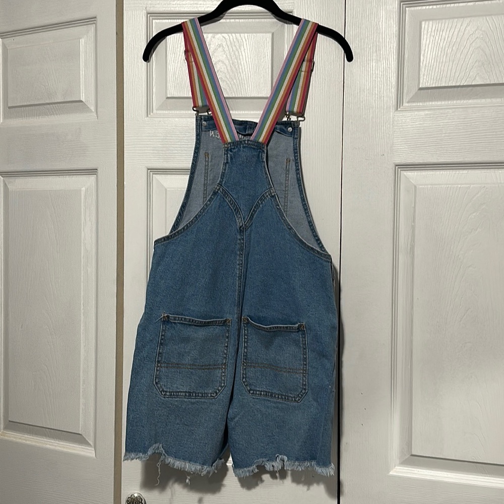 Pastel Rainbow Denim Oversized "Queen" Over-Alls - Picture 7 of 13